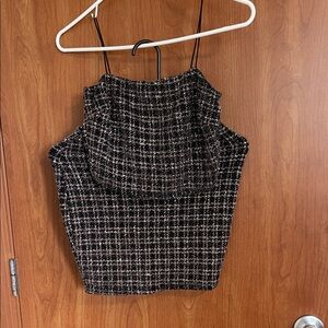 Elegant Black and White Tweed Camisole